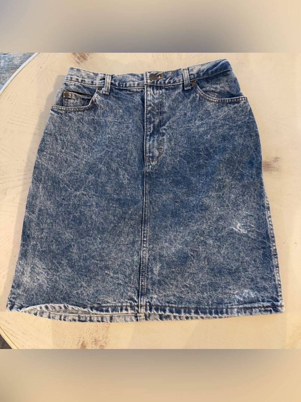 Sasson Vtg 1980’s Stone Wash Pencil Line Denim Skirt Sz 13 Cotton USA